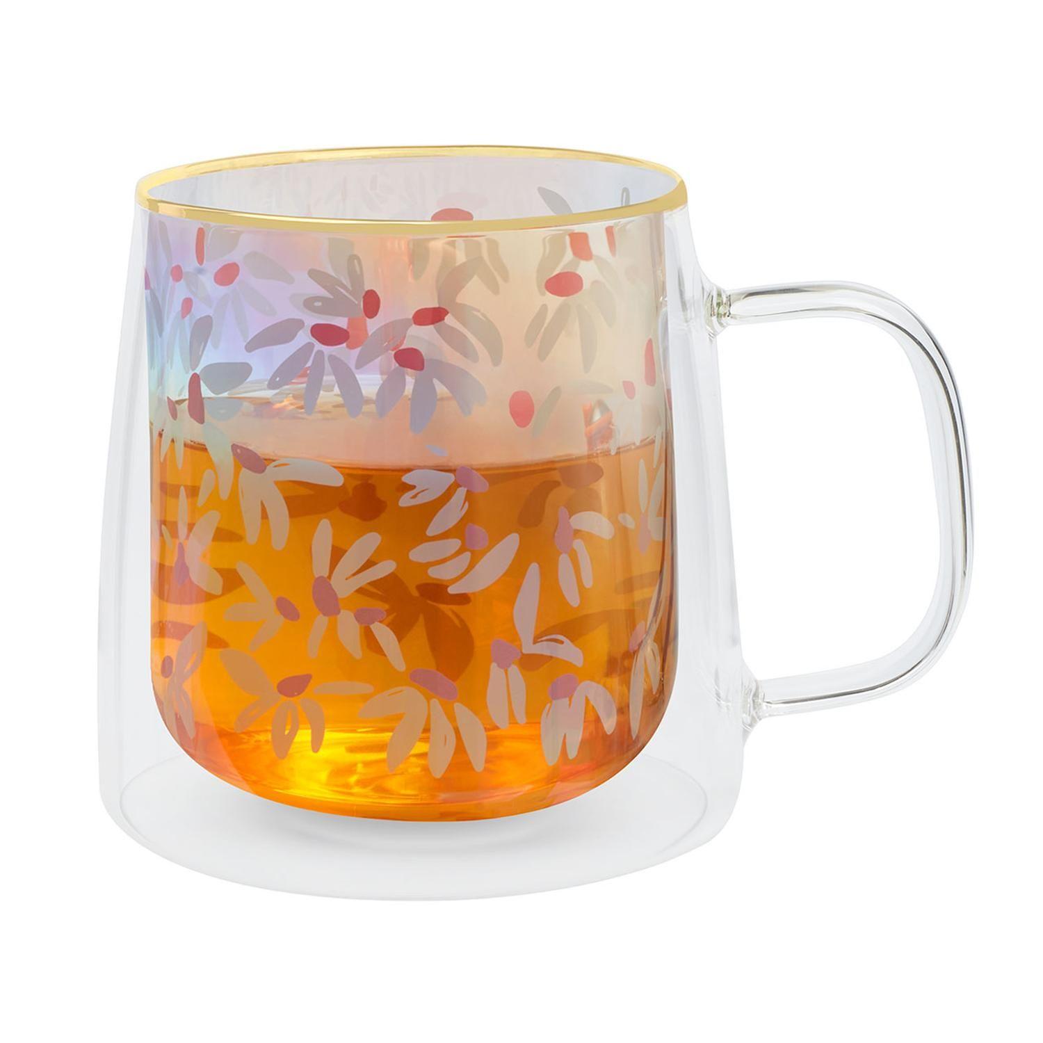Taza Doble Vidrio White Flowers 400 ml-1