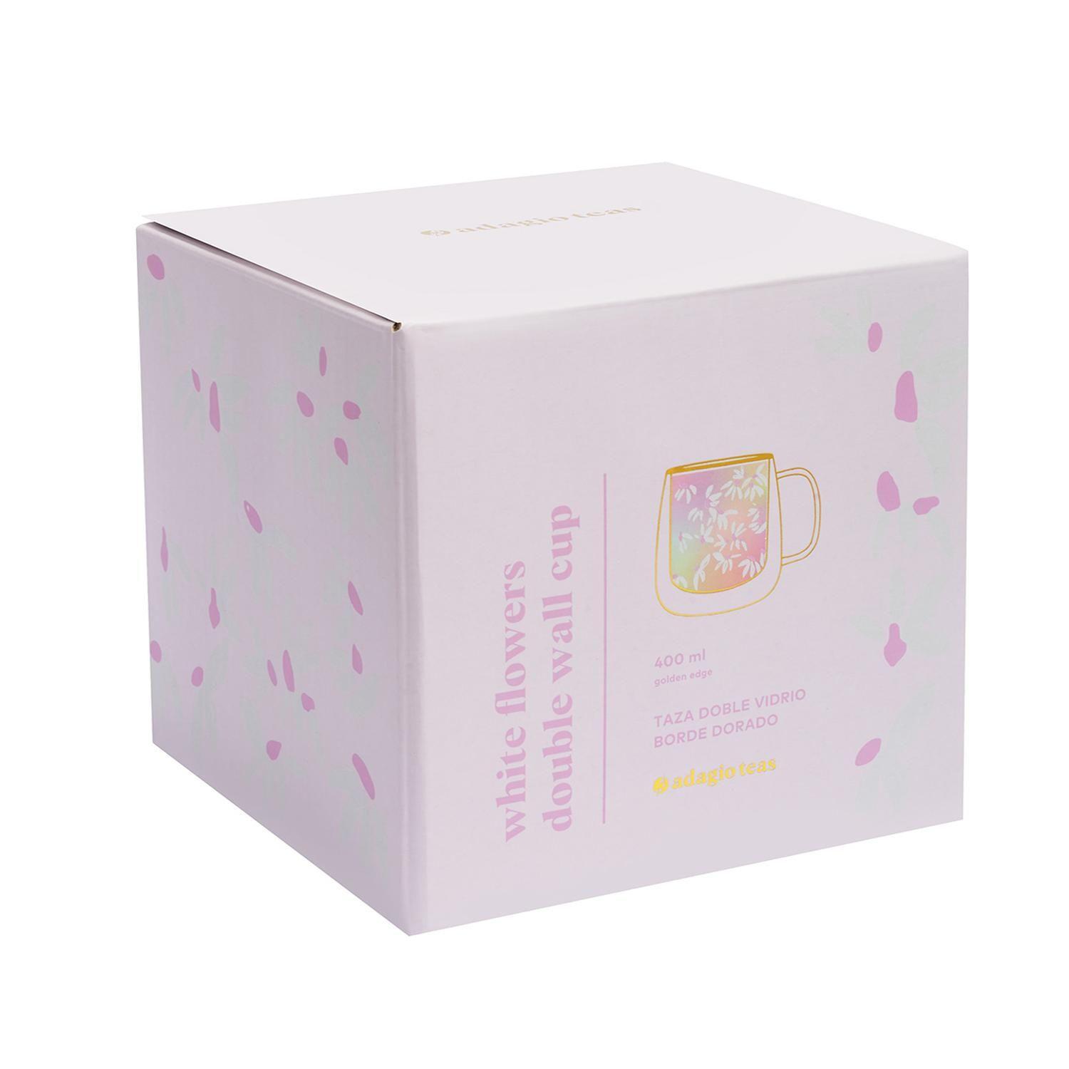 Taza Doble Vidrio White Flowers 400 ml-2