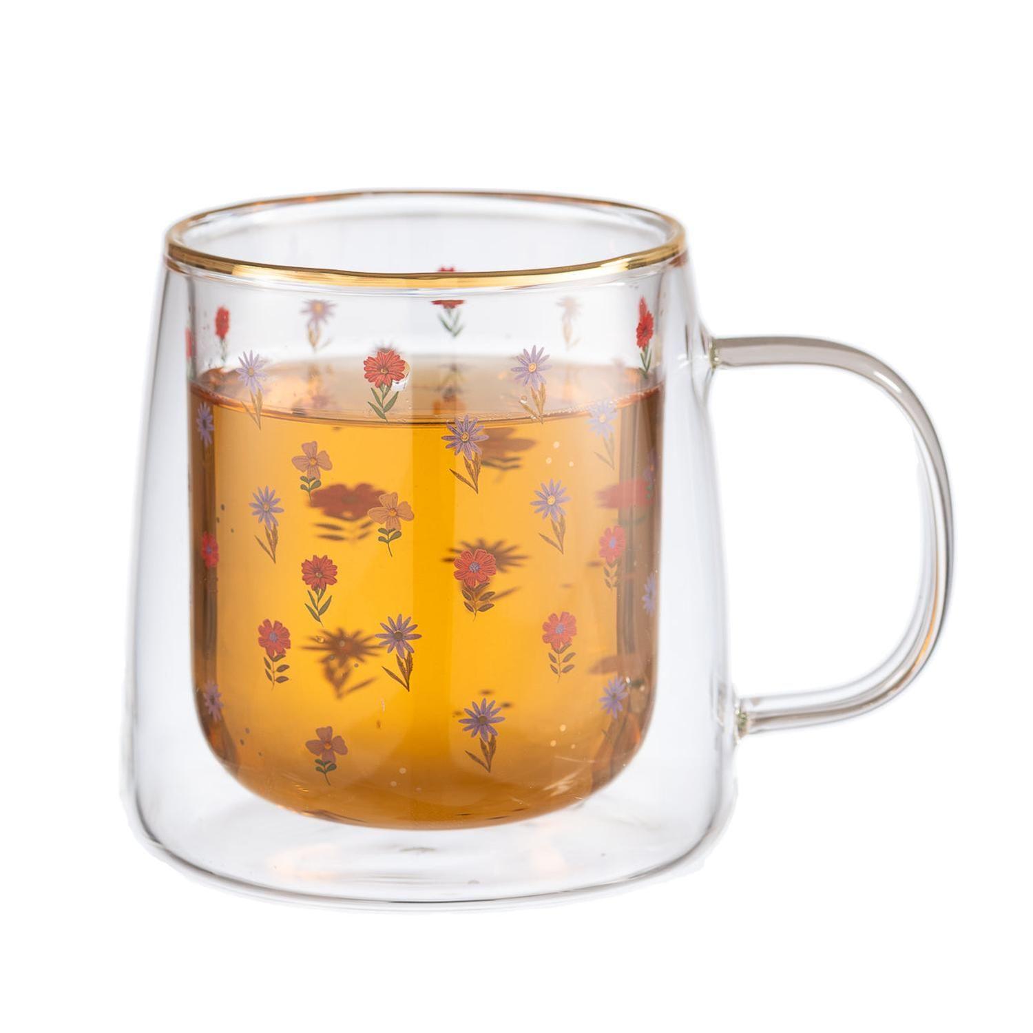 Taza Doble Vidrio Small & Colored Daisies 250 ml-1
