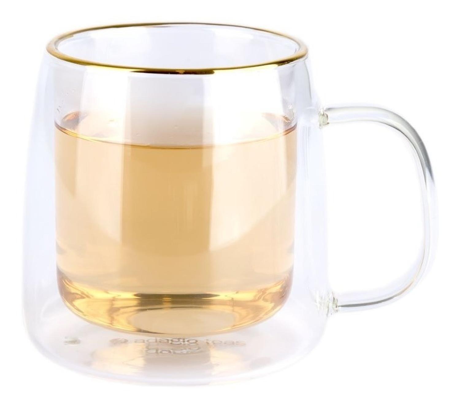 Taza Doble Vidrio Borde Dorado 250 ml-1