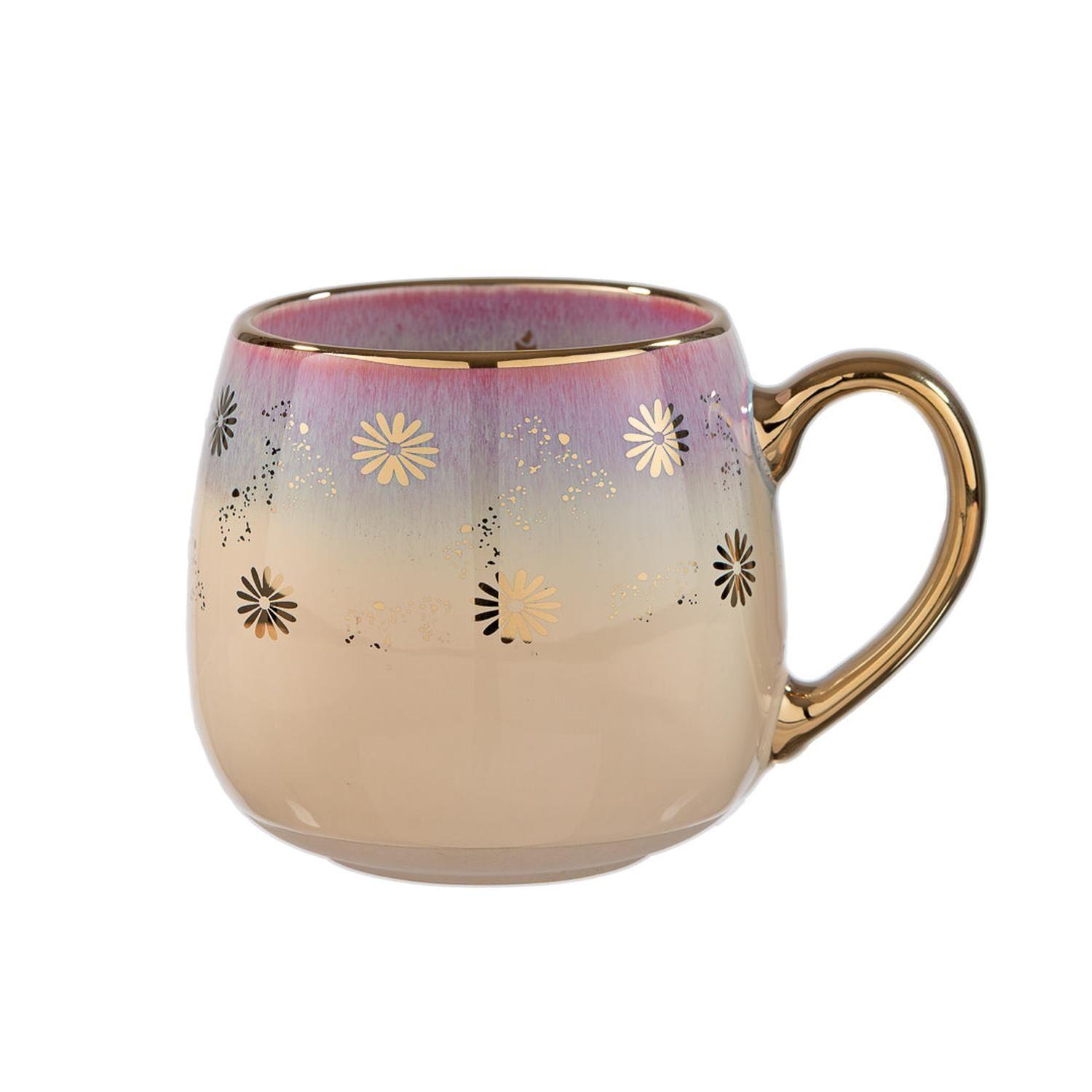 Taza Cerámica Morado Flores 425 ml-0