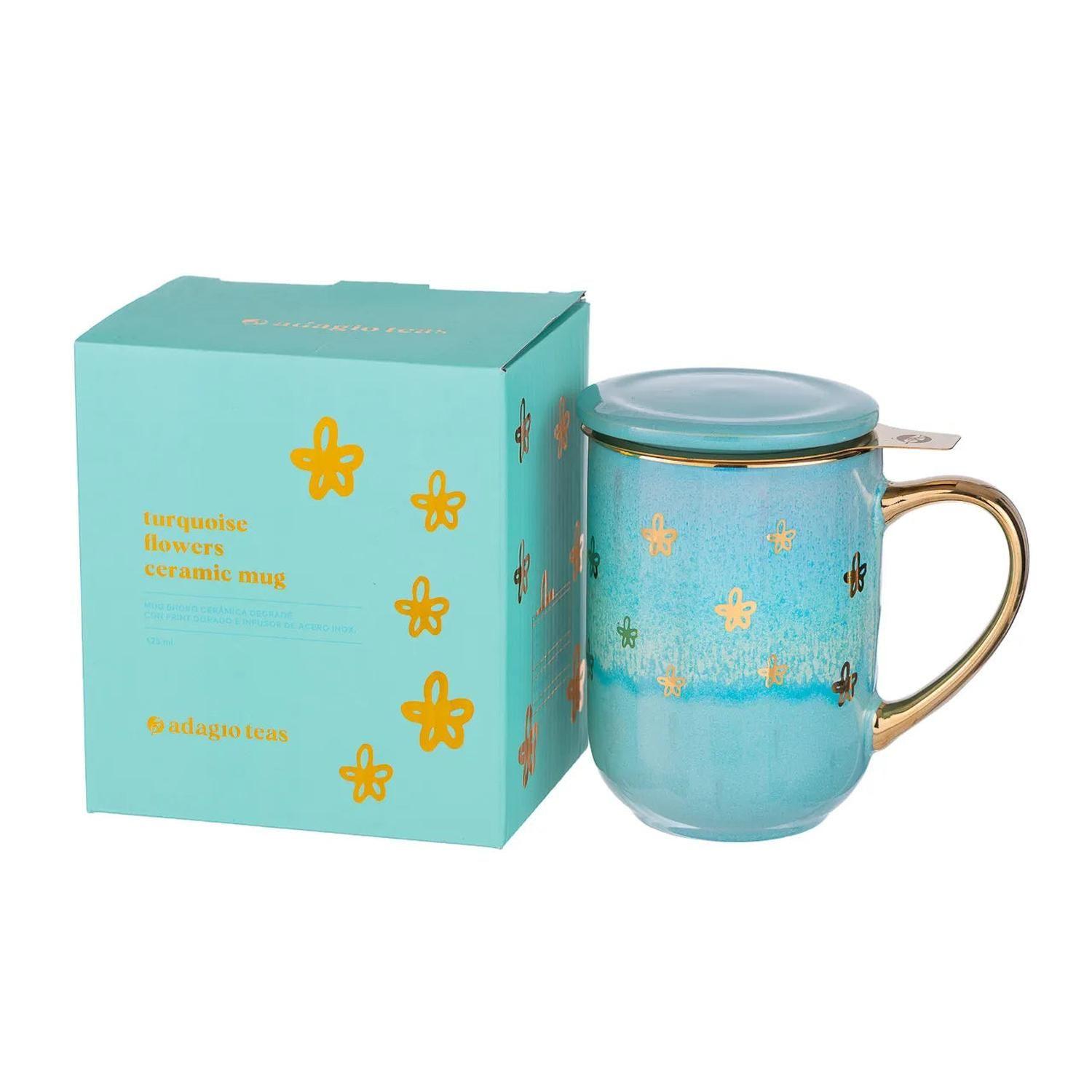 Mug Bhoro Cerámica Turquoise Flowers 425 ml-2
