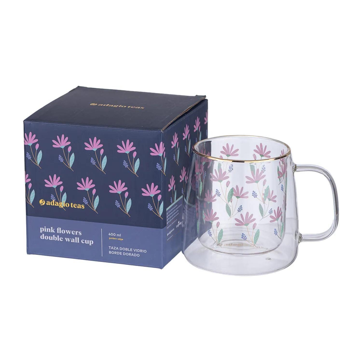 Taza Doble Vidrio Pink Flowers 400 ml-2