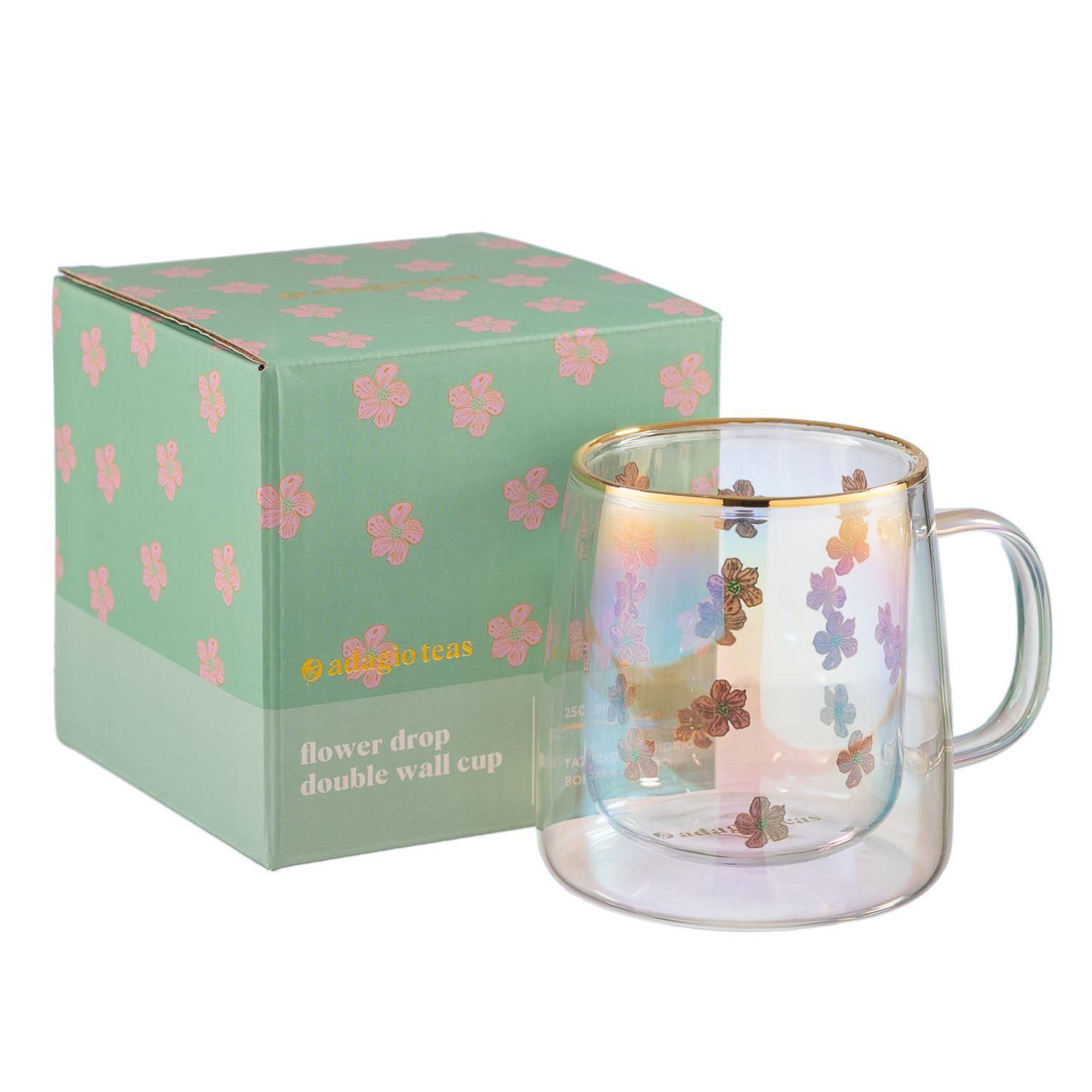 Taza Doble Vidrio Flower Drop Iridescent 250 ml-2