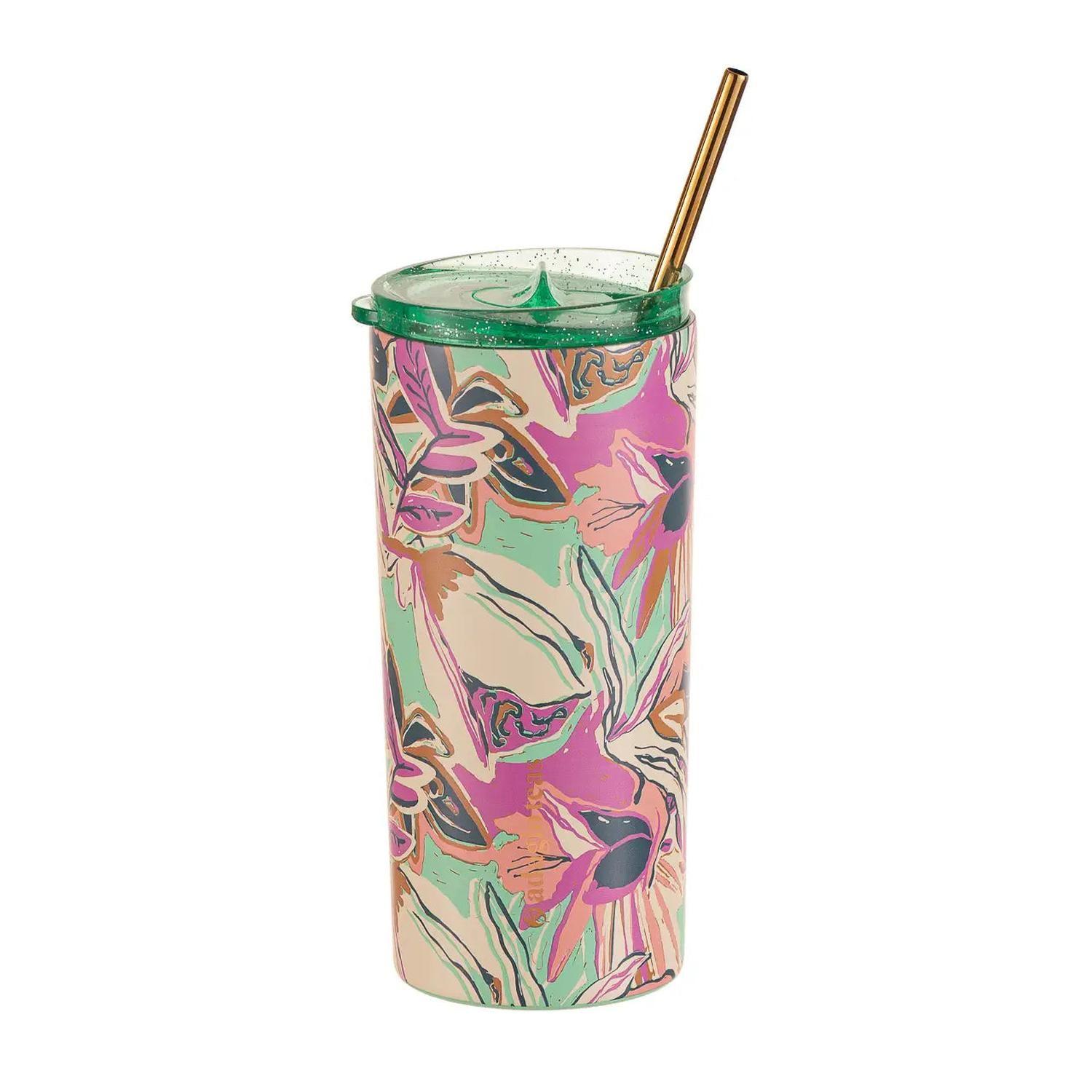 Tumbler Menta Flores Abstractas 470 ml-0