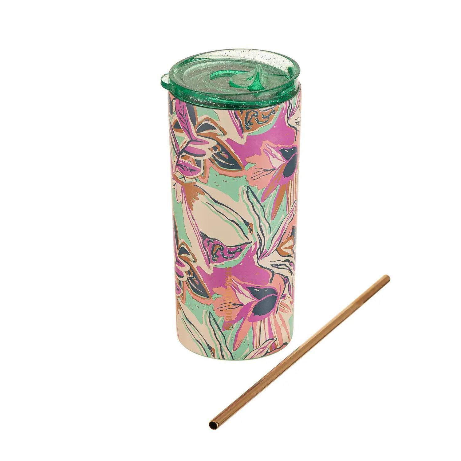 Tumbler Menta Flores Abstractas 470 ml-2