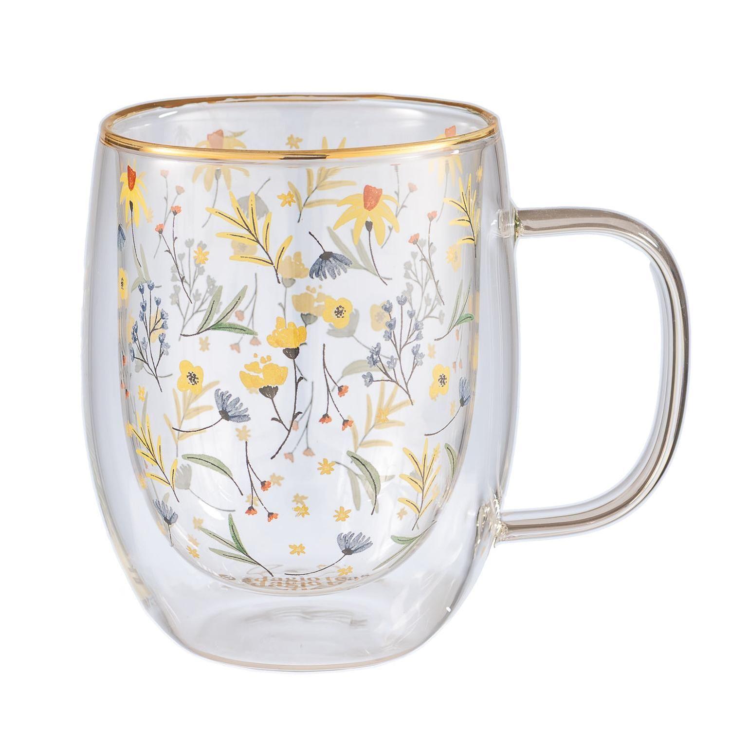 Taza Doble Vidrio Pretty Flowers 300 ml-0