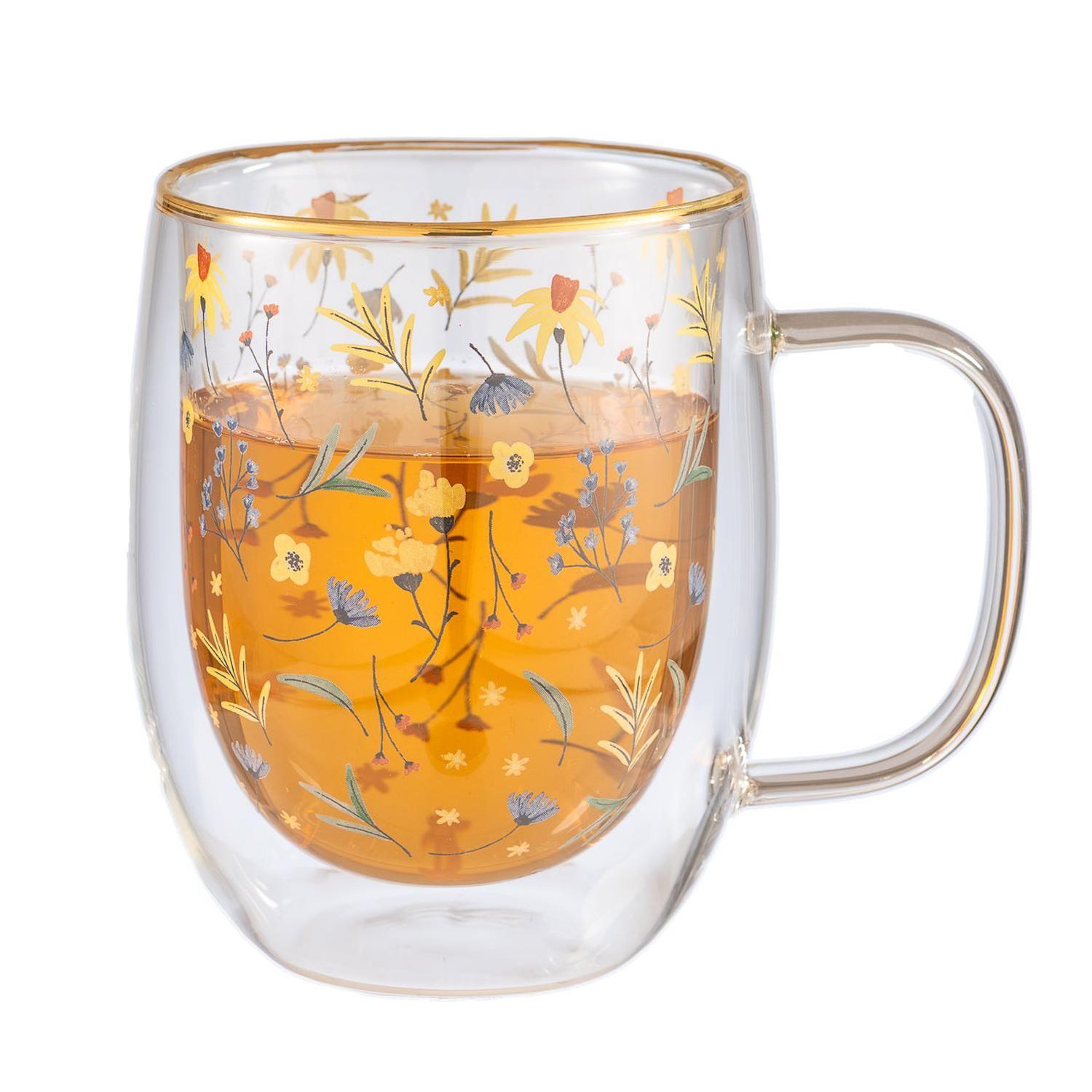 Taza Doble Vidrio Pretty Flowers 300 ml-1