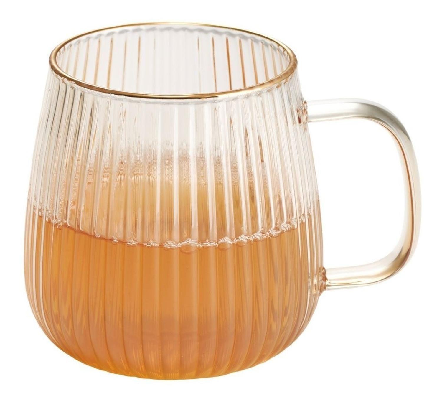 Taza Vidrio Ribbed Ambar 500ml-1