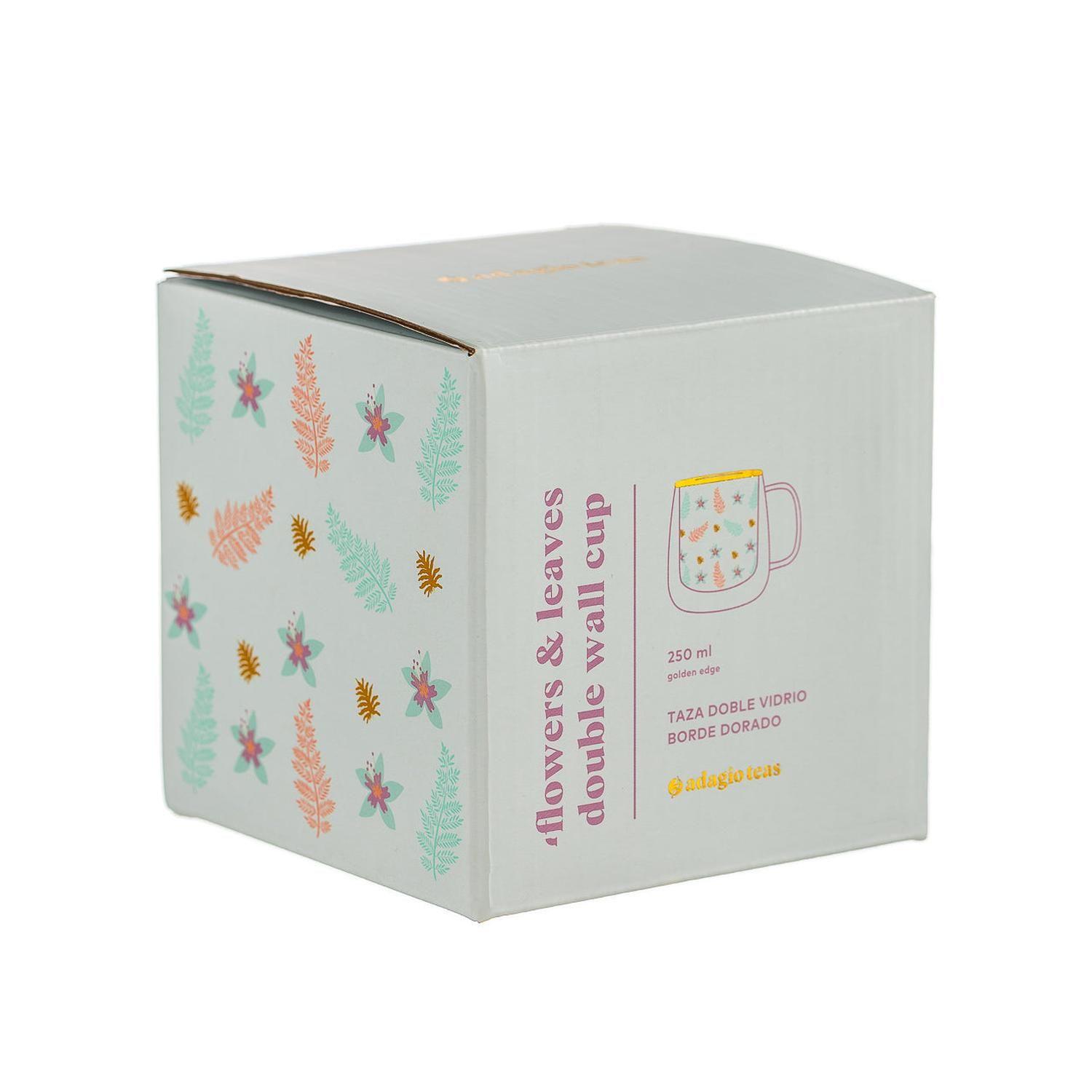 Taza Doble Vidrio Flowers and Leaves 250 ml-2