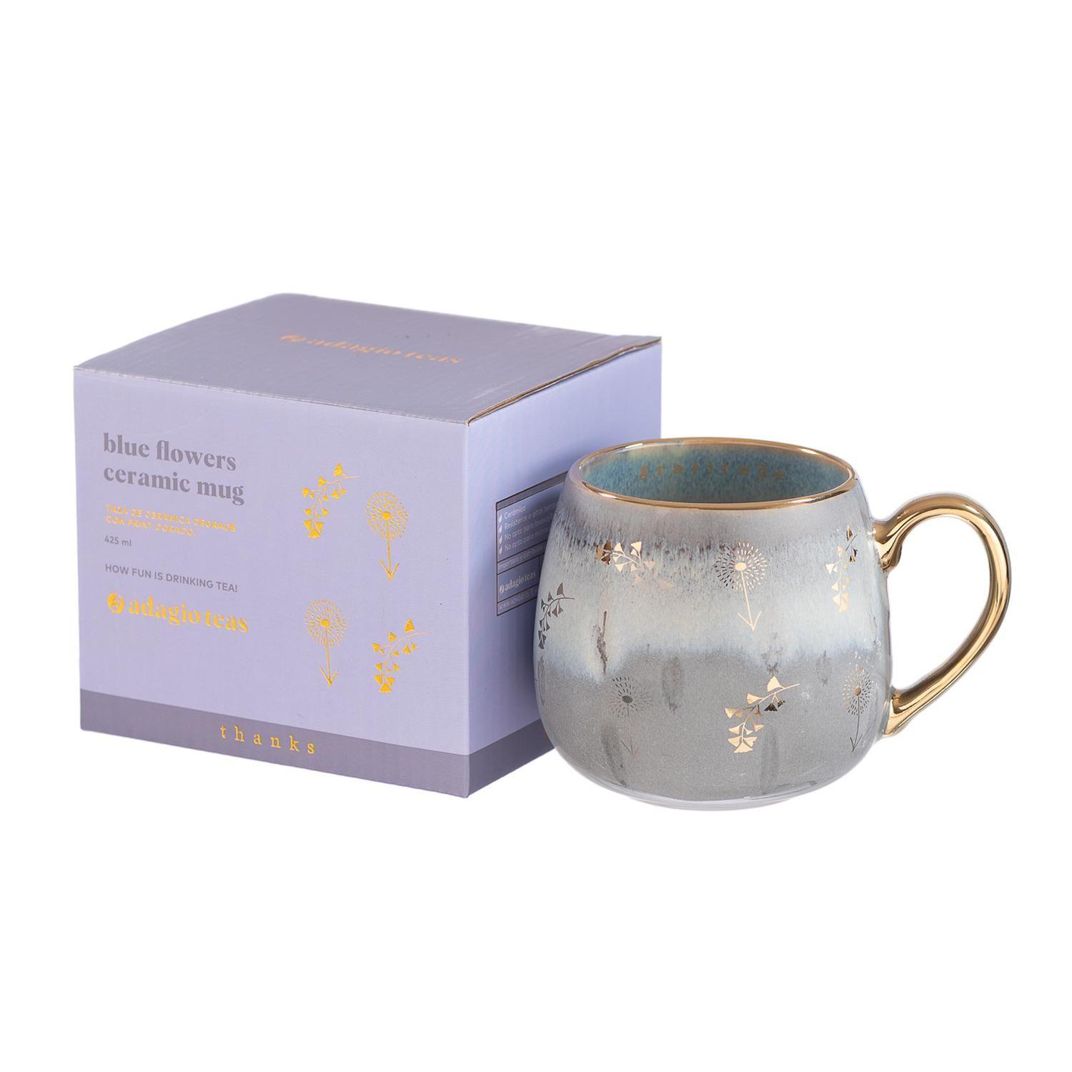 Taza Cerámica Blue Flowers 425 ml-2