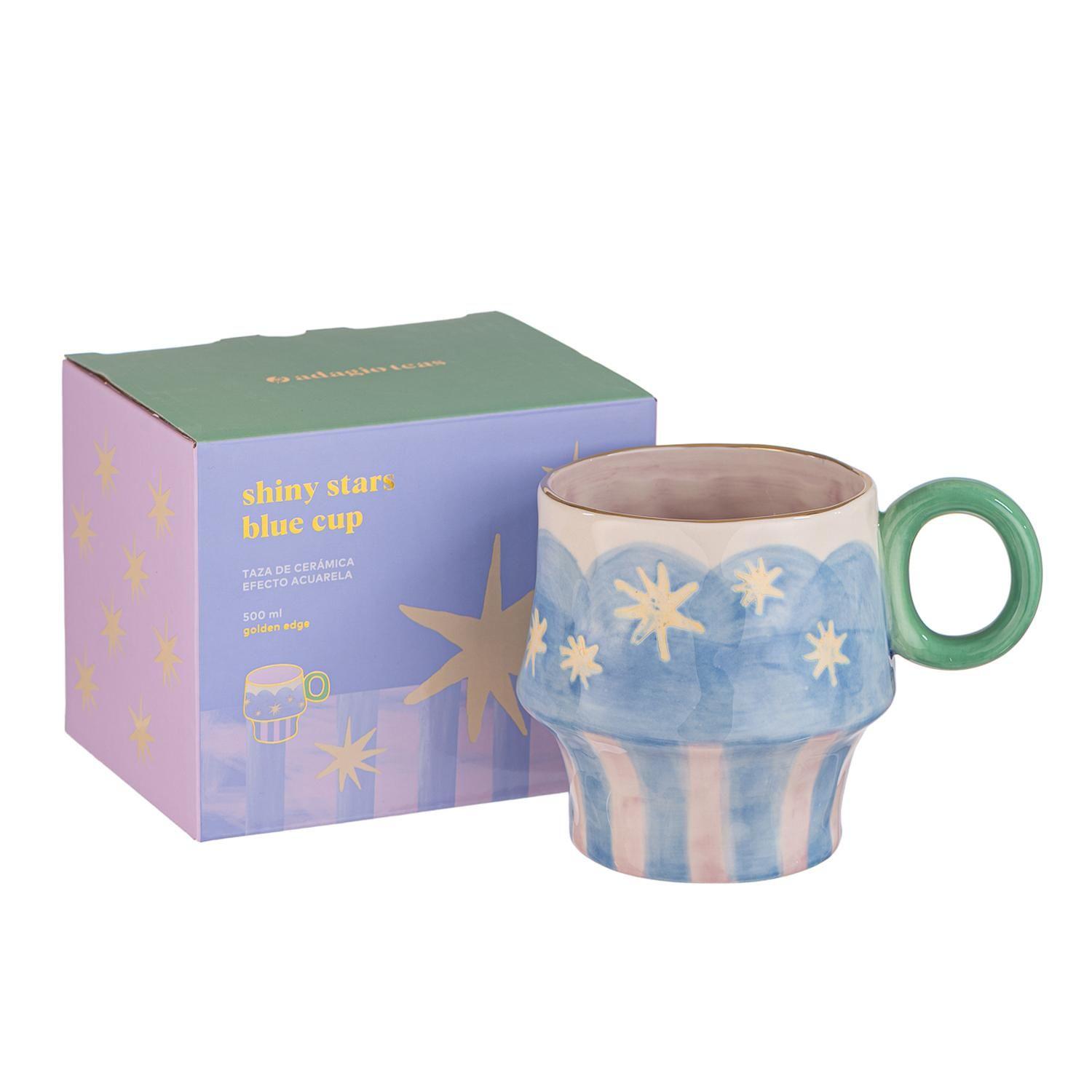 Taza Cerámica con Base Celeste 500 ml-2