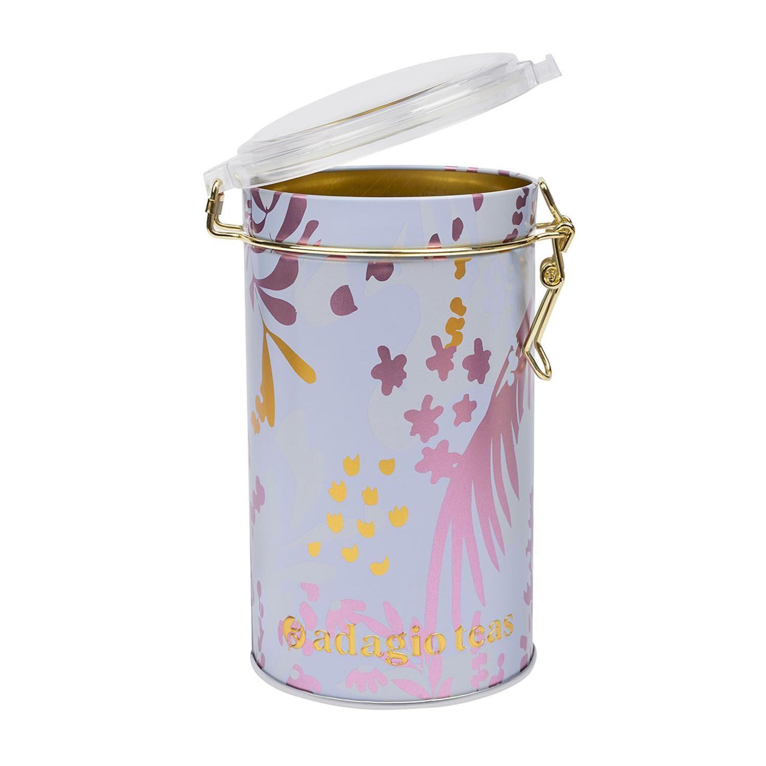 Tarro Grande Flowers Lilac & Blue Almacenador de Té 8 oz-1