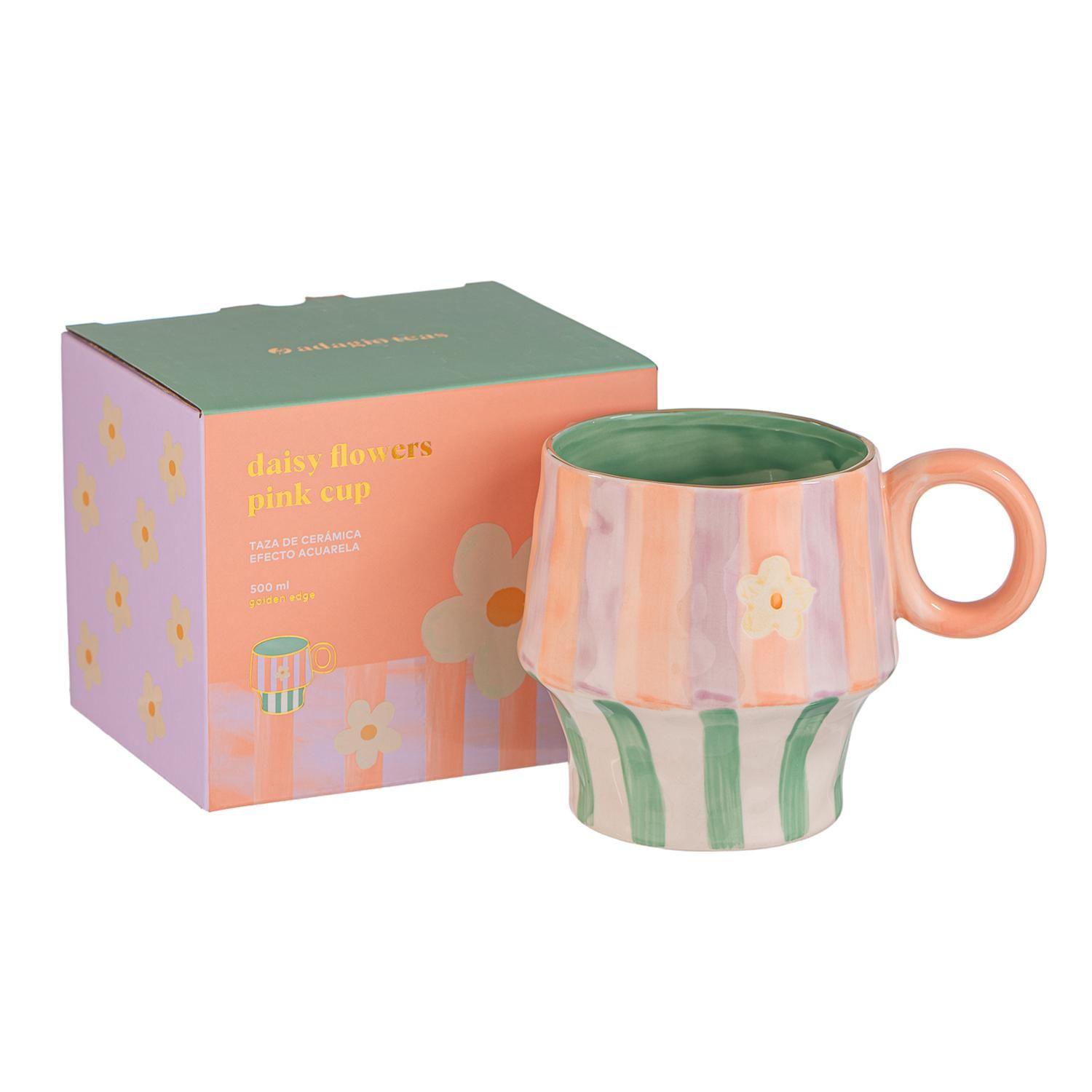 Taza Cerámica con Base Rosada 500 ml-2