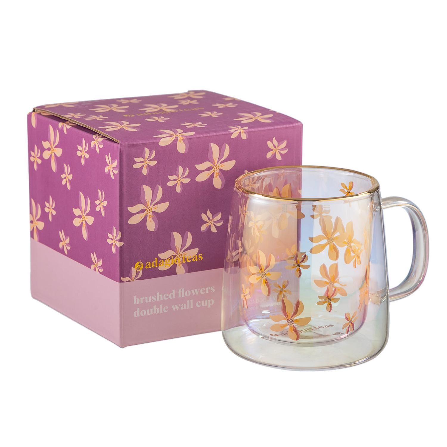 Taza Doble Vidrio Brushed Flowers Iridescent 250 ml-2