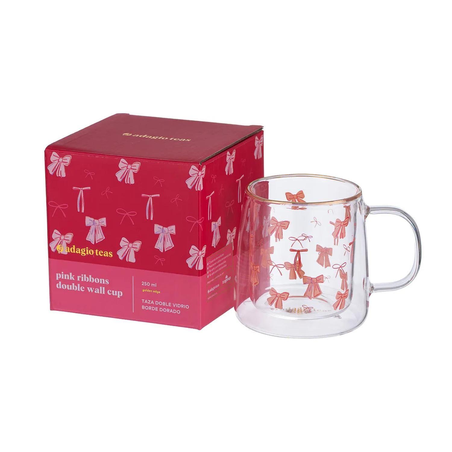 Taza Doble Vidrio Pink Ribbons 250 ml-2