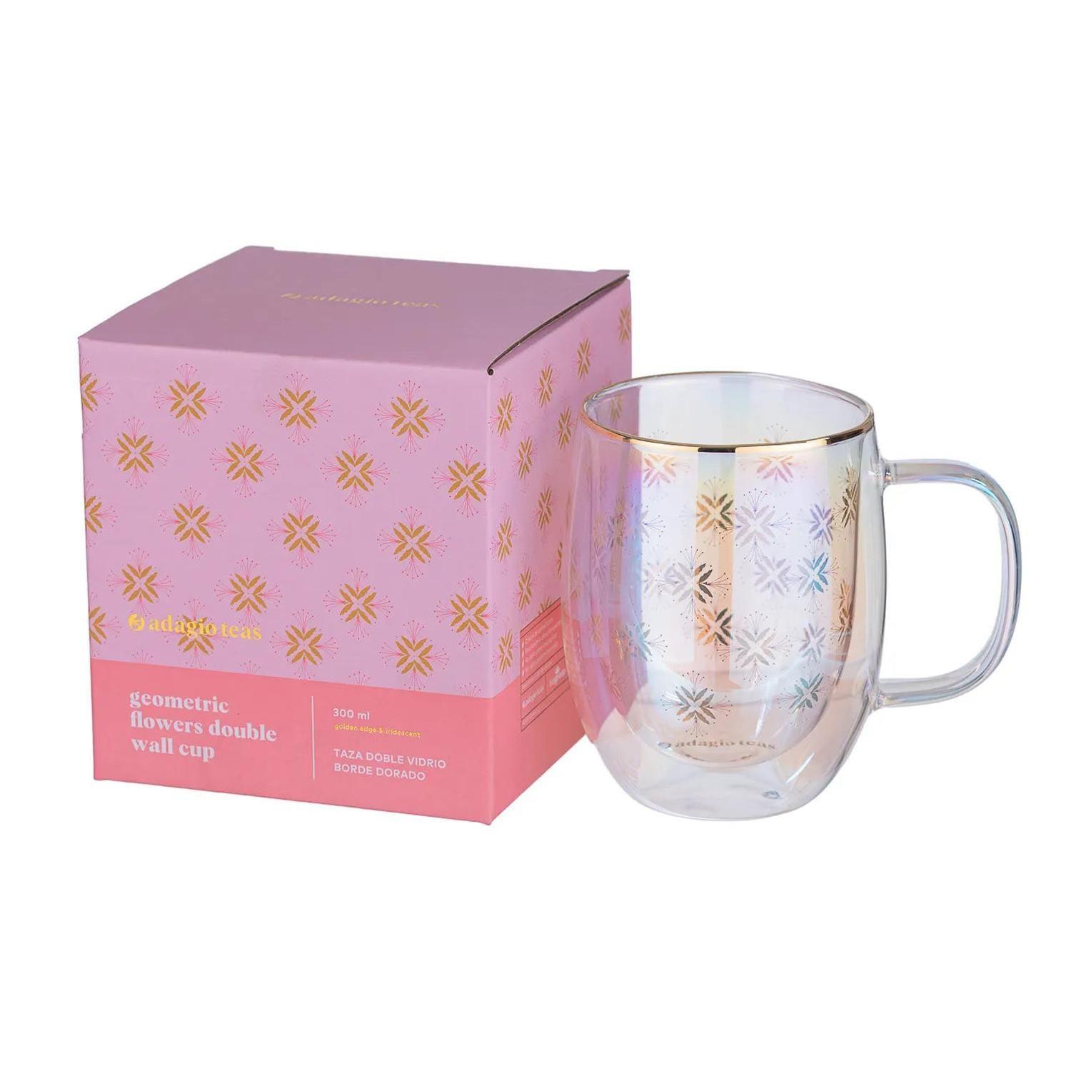 Taza Doble Vidrio Geometric Flowers 300 ml-2