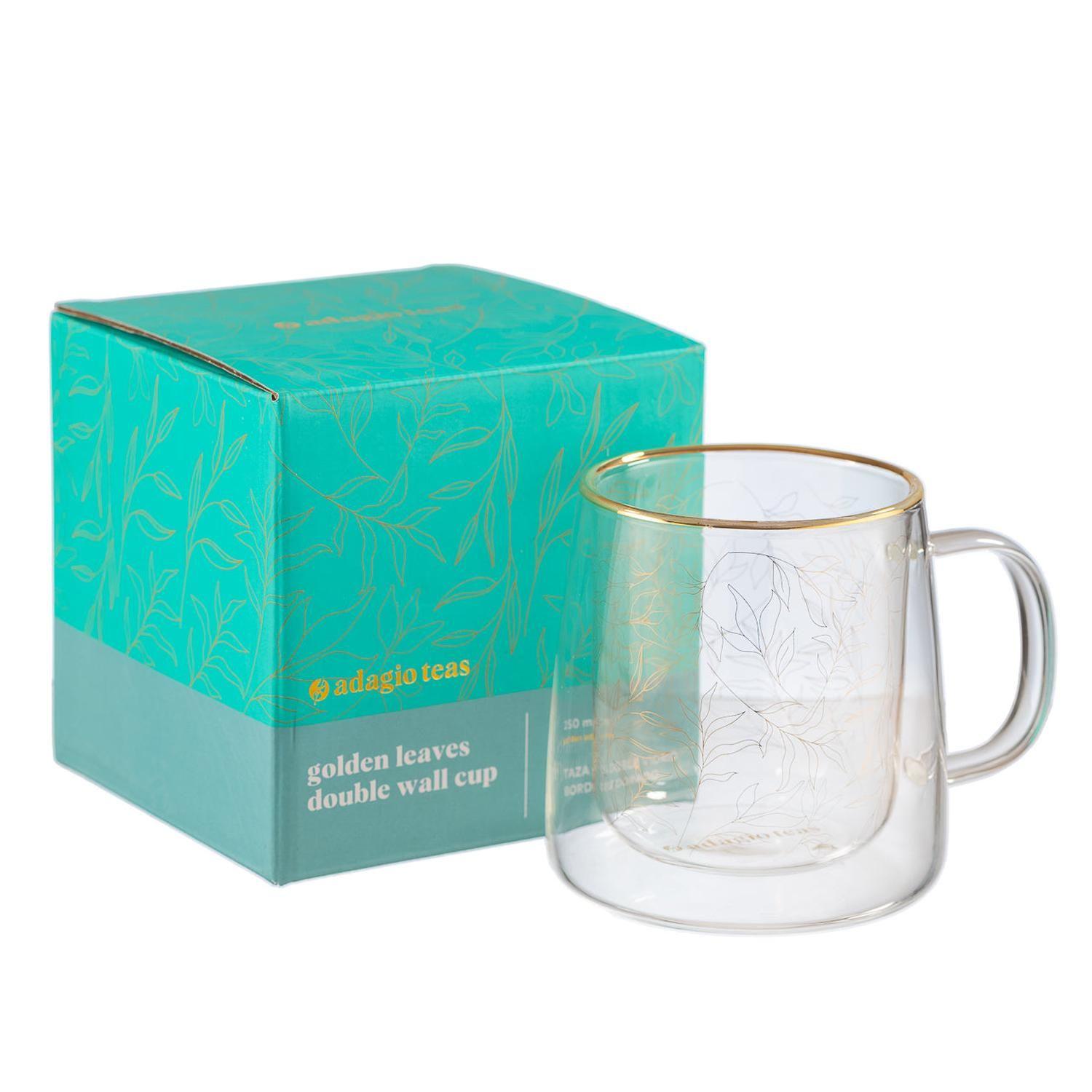 Taza Doble Vidrio Golden Leaves 250 ml-2