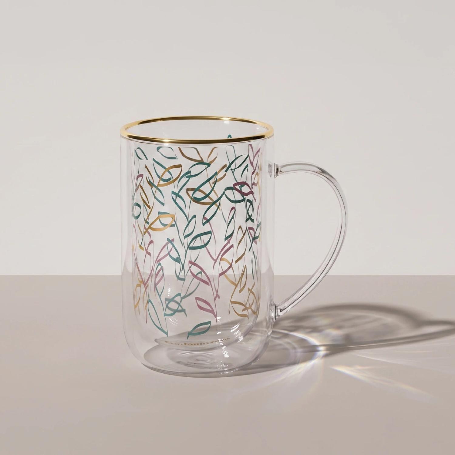 Mug Bhoro Doble Vidrio Color Leaves 470 ml-2