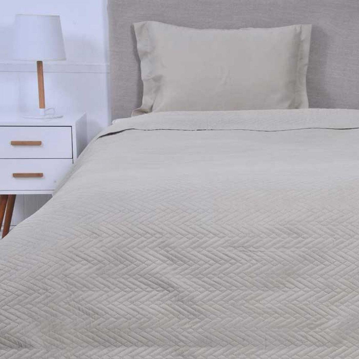 CUBRECAMA 1.5 PLAZAS CORDOBA LISO GRIS MASHINI-1