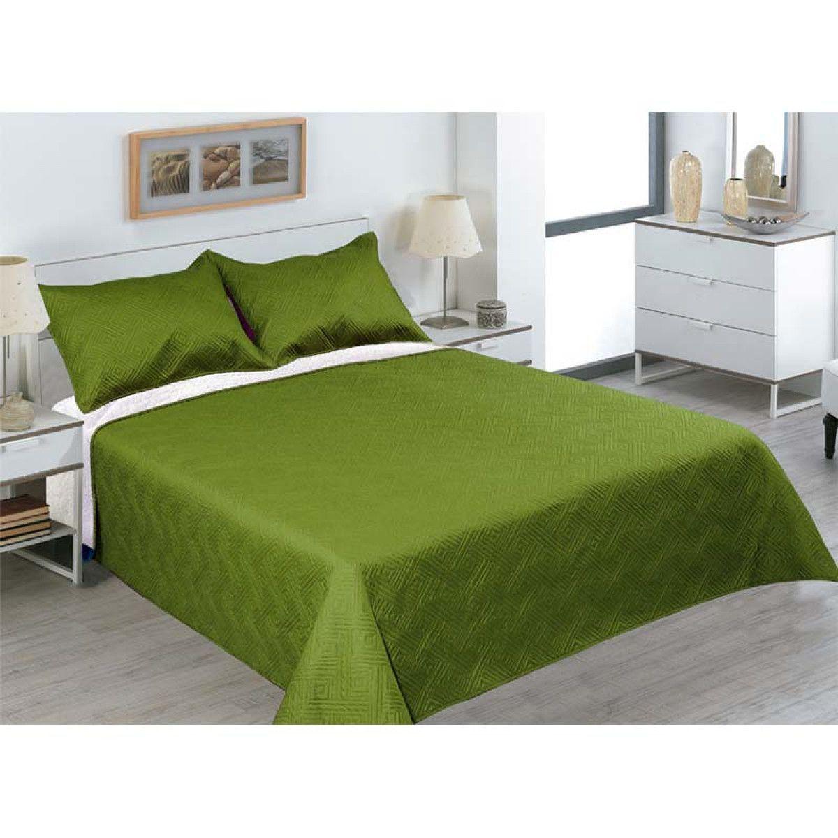 CUBRECAMA KING DAVINCI SHERPA LISO VERDE DORAL-0