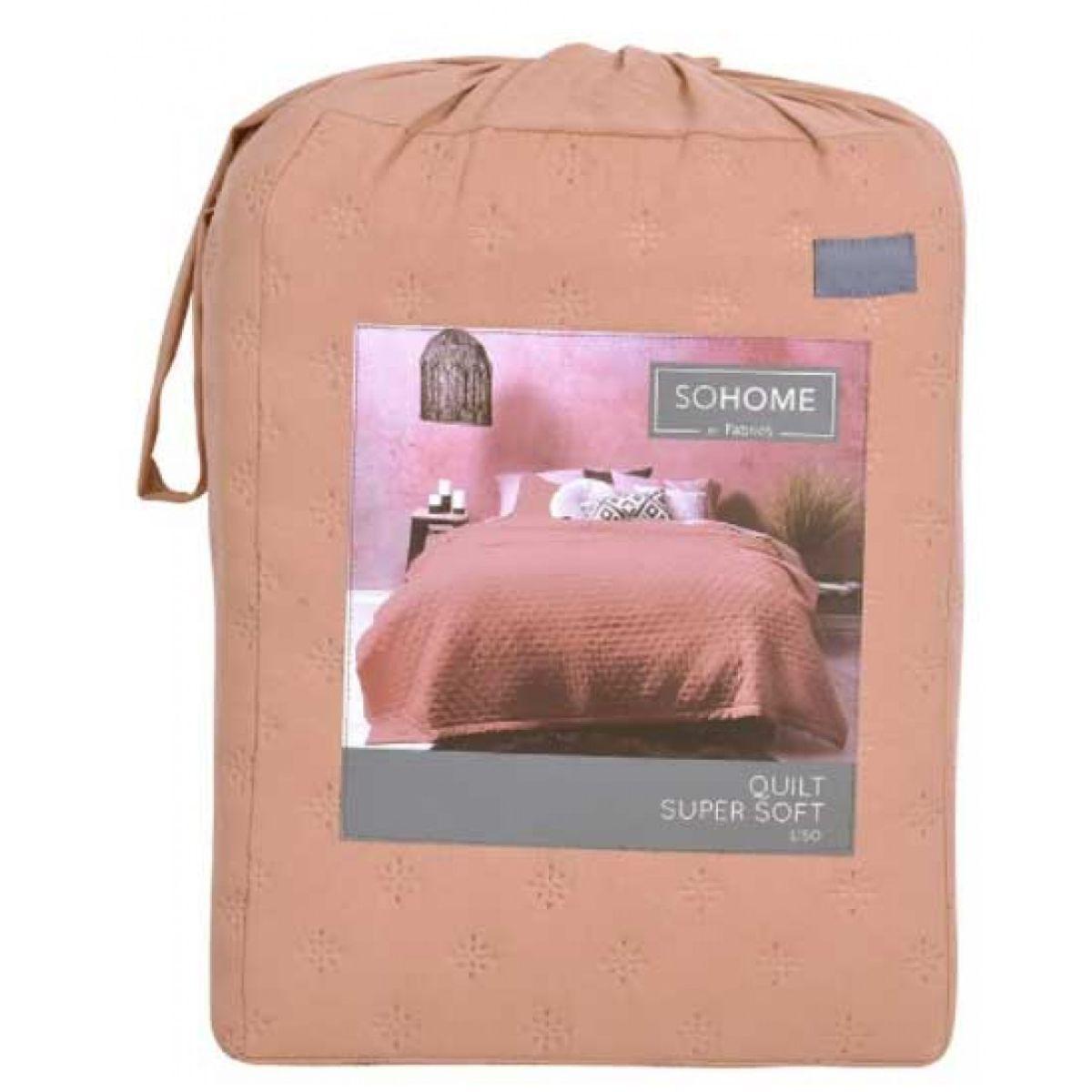 CUBRECAMA 2 PLAZAS ULTRASONICO LISO ROSADO MASHINI-2