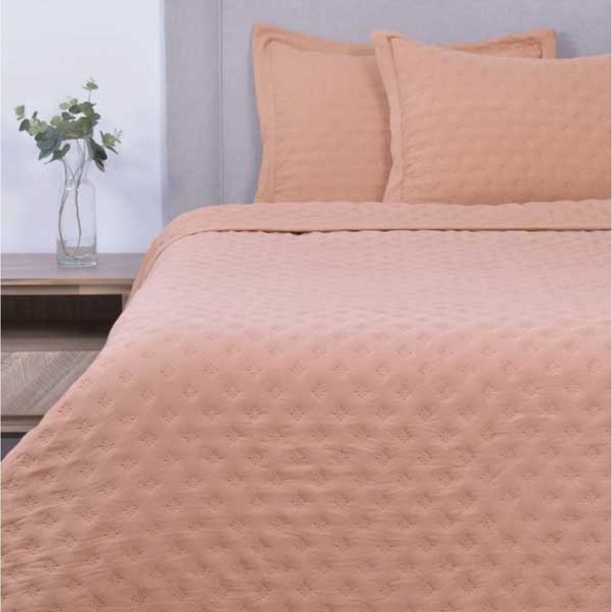 CUBRECAMA 2 PLAZAS ULTRASONICO LISO ROSADO MASHINI-0