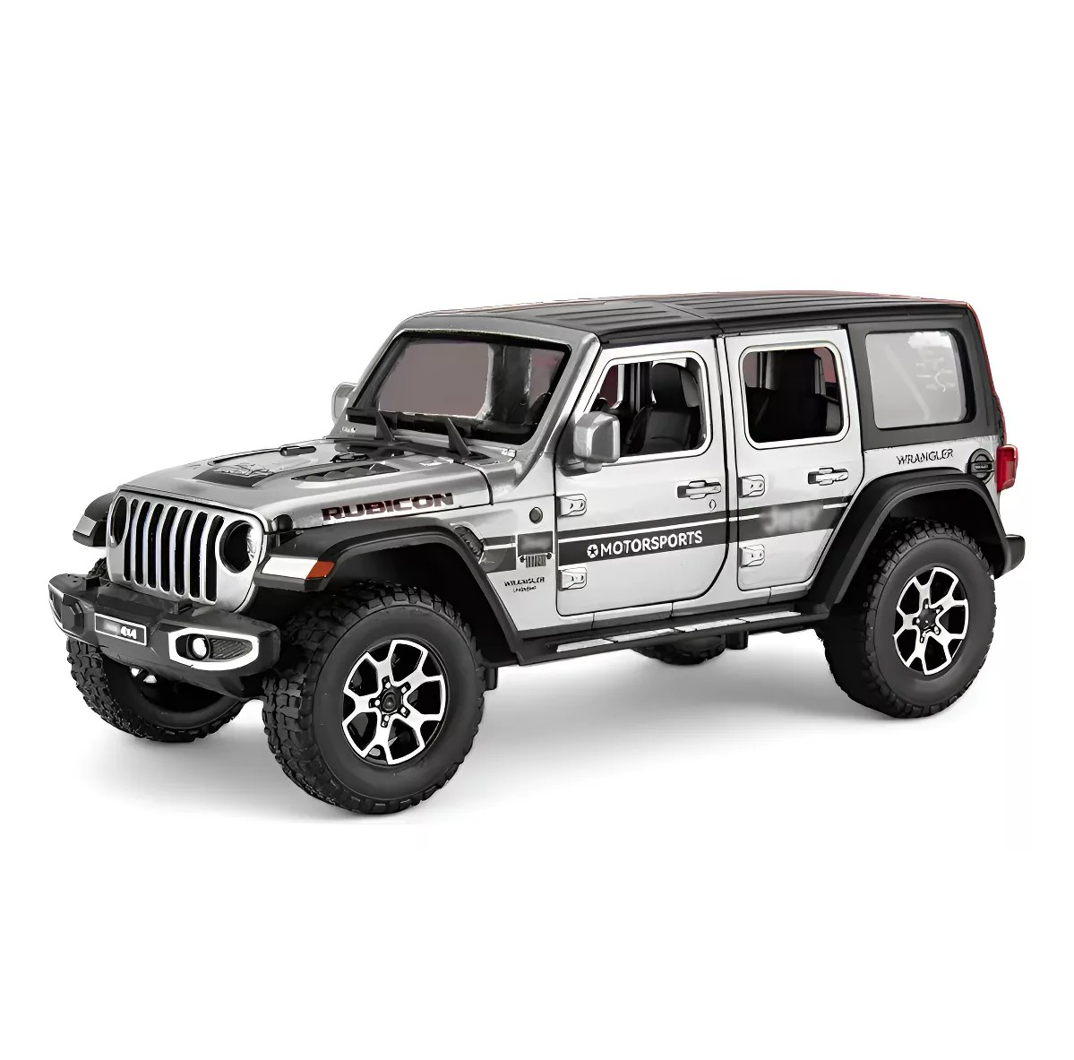 Jeep Rubicon Wrangler A Escala 1:22 Gris Con Luz Y Sonido-0