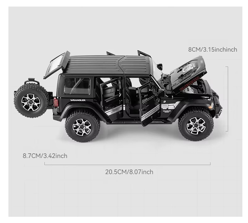 Jeep Rubicon Wrangler A Escala 1:22 Gris Con Luz Y Sonido-3