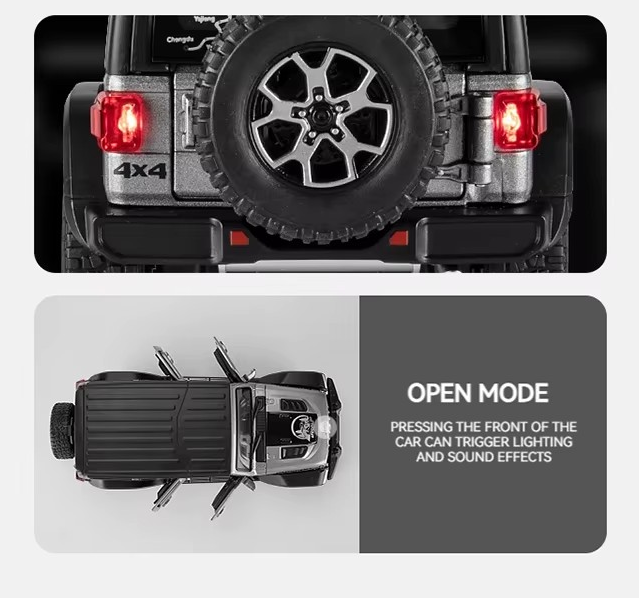 Jeep Rubicon Wrangler A Escala 1:22 Gris Con Luz Y Sonido-5