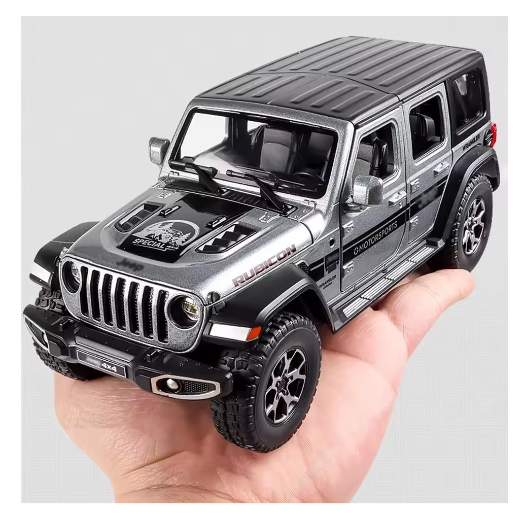 Jeep Rubicon Wrangler A Escala 1:22 Gris Con Luz Y Sonido-6