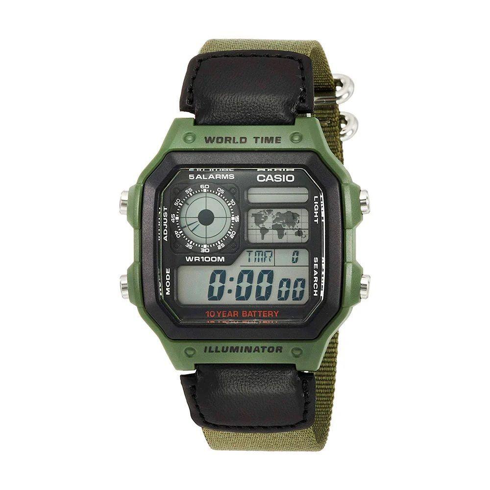 Reloj De Pulsera Casio Digital Ae-1200whb-3bvdf Verde-0