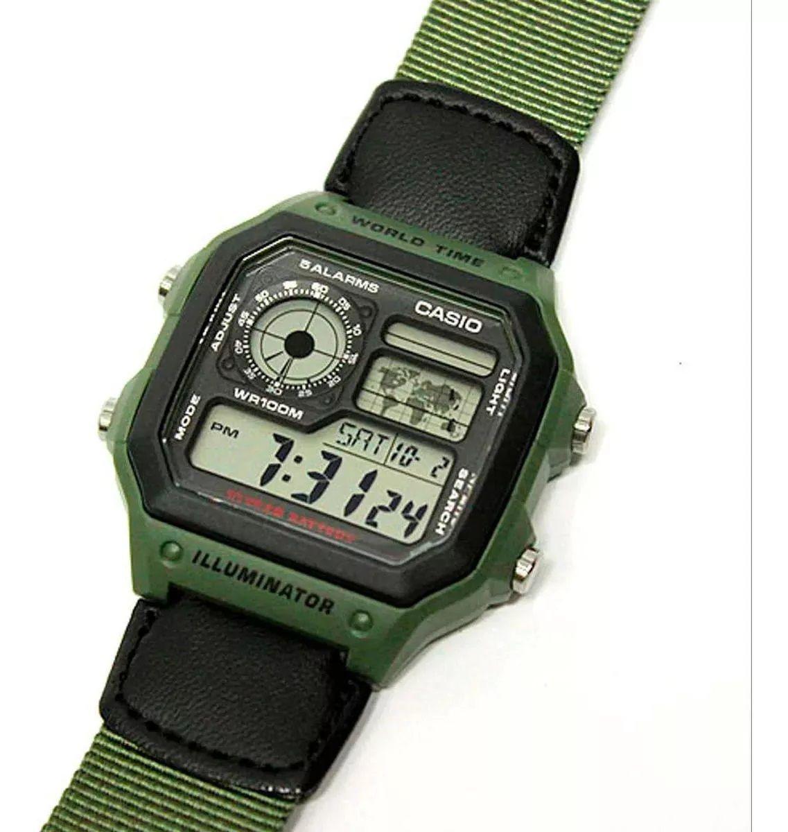 Reloj De Pulsera Casio Digital Ae-1200whb-3bvdf Verde-2