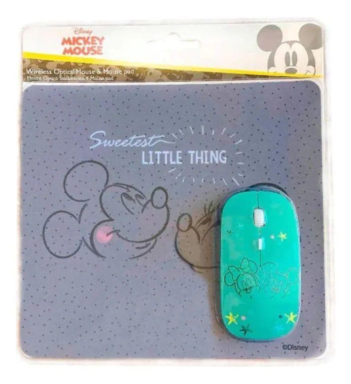 Kit Mouse Inalámbrico + Mousepad Mickey & Minnie Mouse Gris Oscuro-2