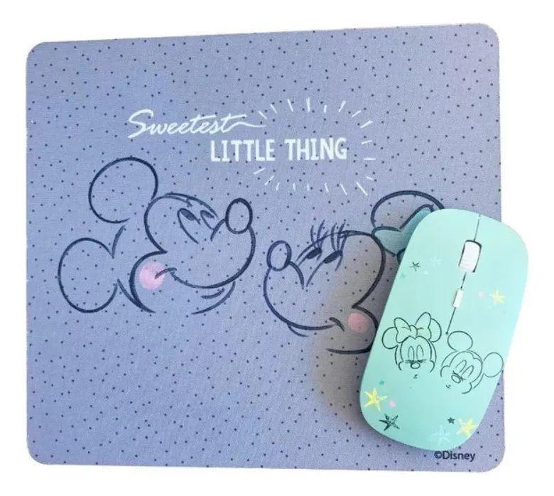 Kit Mouse Inalámbrico + Mousepad Mickey & Minnie Mouse Gris Oscuro-3