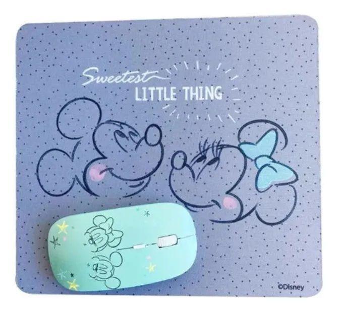 Kit Mouse Inalámbrico + Mousepad Mickey & Minnie Mouse Gris Oscuro-4