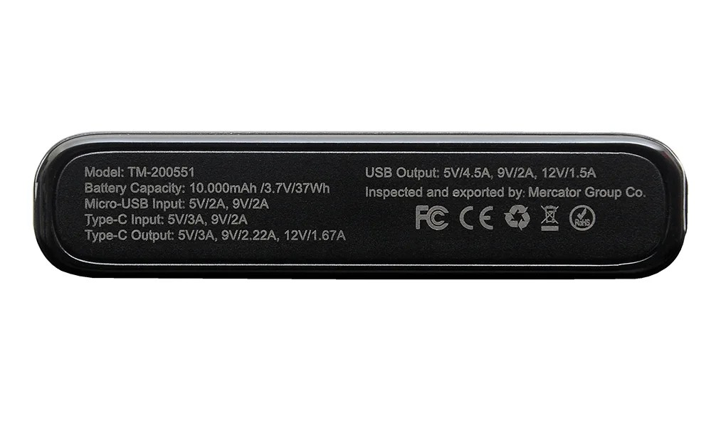 Powerbank 10000mah Slim De Aluminio Tecmaster 22.5w Pd20w Negro-2