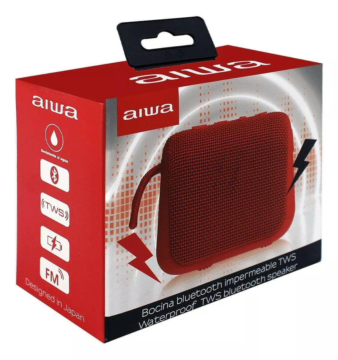 Parlante Portatil Aiwa Impermeable Ipx6 Radio Fm Aw-kf3 Rojo-2