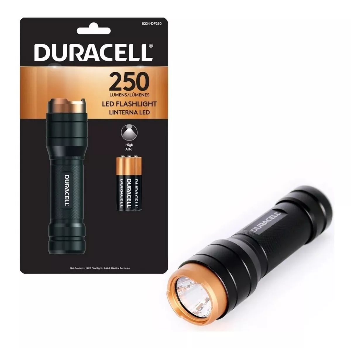 Linterna Duracell Aluminio 250 Lm 8234-df250 Pilas Incluidas-1