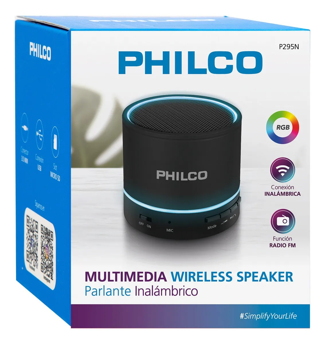 Parlante Portatil Bluetooth 5.0 P295 Rgb Microsd Philco-6