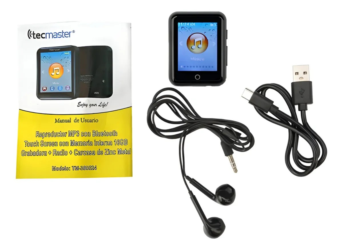 Mp3 Tecmaster Touch 16gb Con Bluetooth Y Audifonos 3,5mm-6