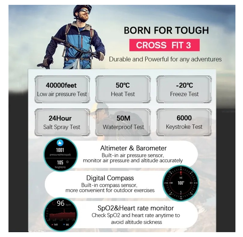 Smartwatch North Edge Crossfit 3 Gps Barometro AMOLED 1,43-6