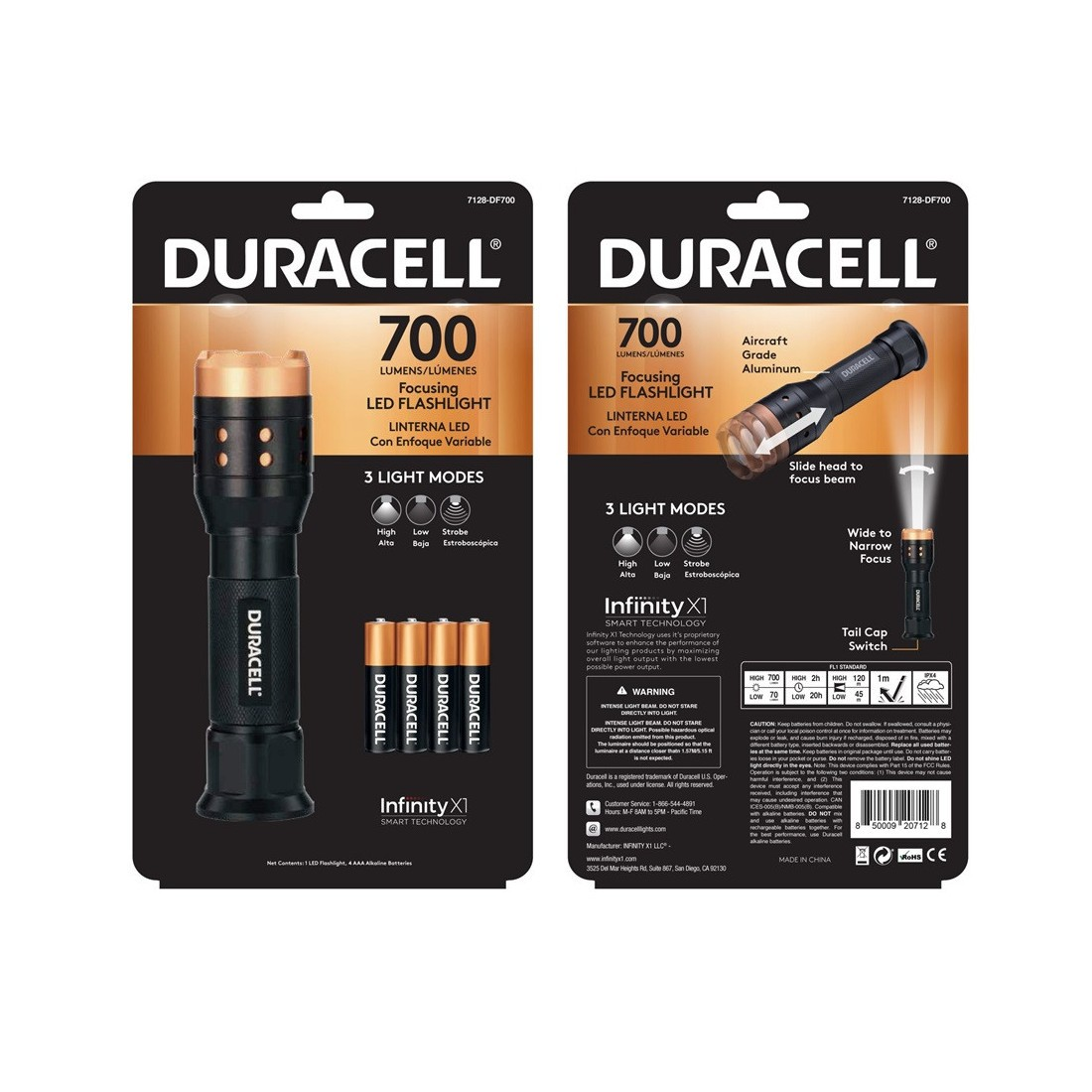 Linterna Duracell 700 Lumenes Con Zoom Pilas Incluidas-2