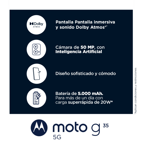 Celular Smartphone Motorola G35 5G 4GB RAM + 128gb Dual SIM Negro-5