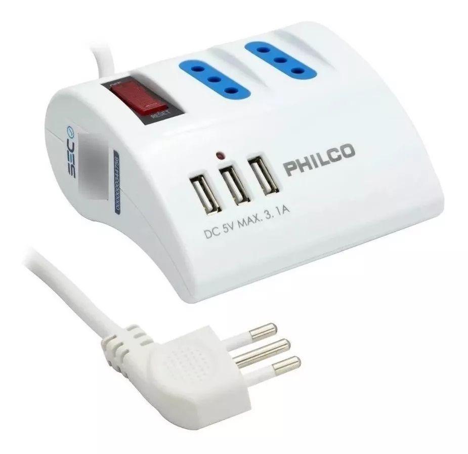 Extensión Alargador Escritorio De 3 Ac/usb 3.1 Philco 2043b-2