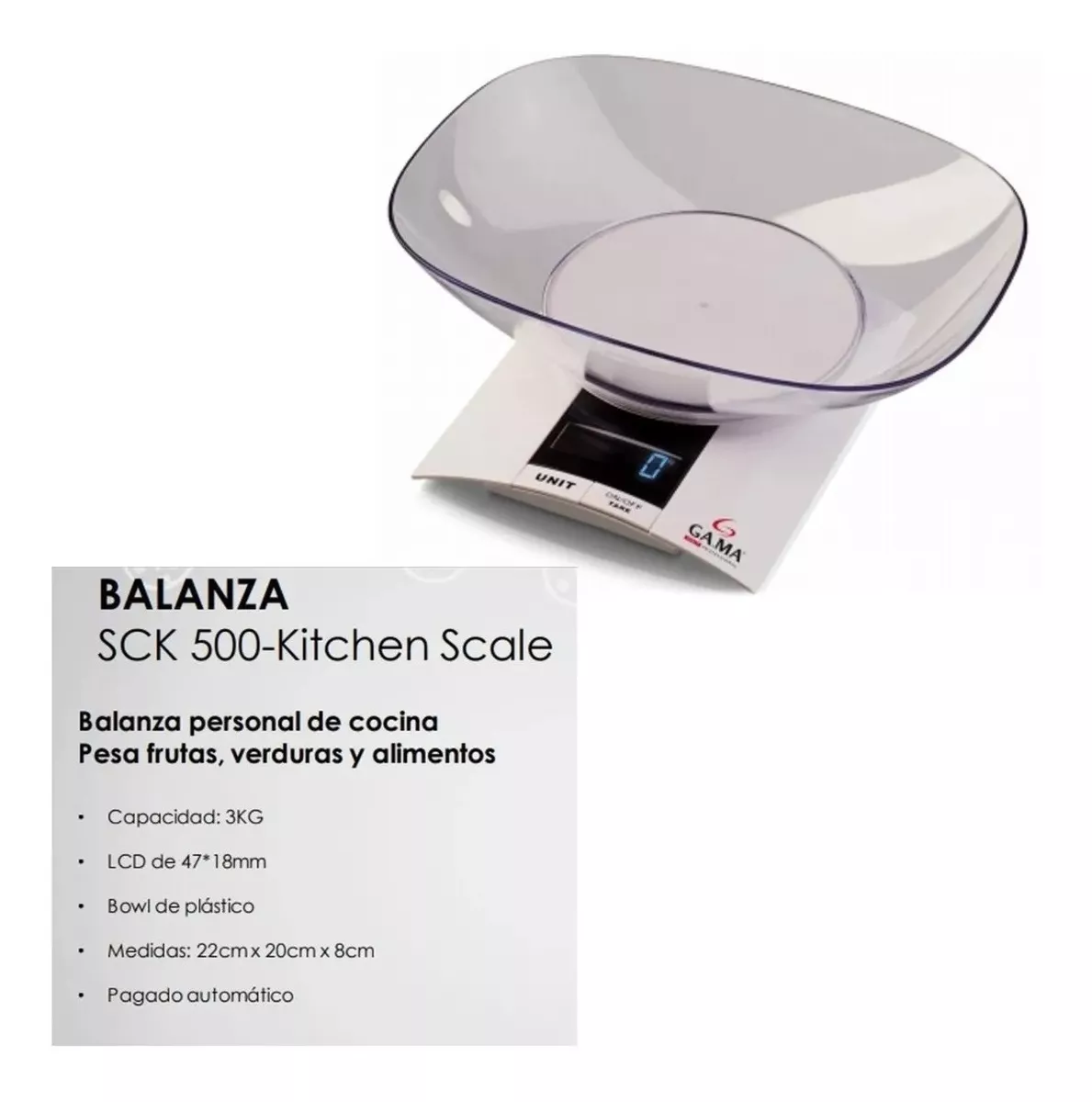 Balanza Pesa Digital De Cocina Ga.ma Sck-500 3 Kg-2