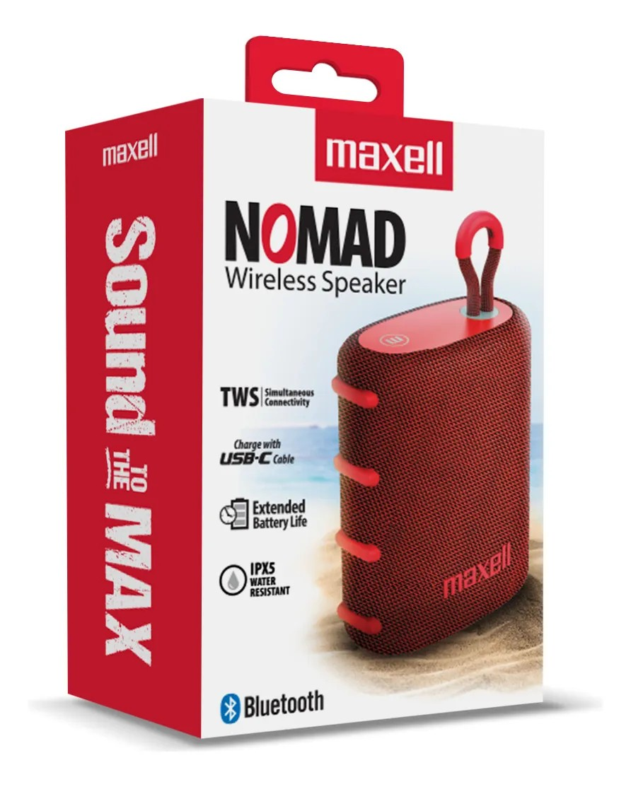 Parlante Bluetooth Portátil Maxell Nomad Tws 15 Hr Ipx5 Rojo-2