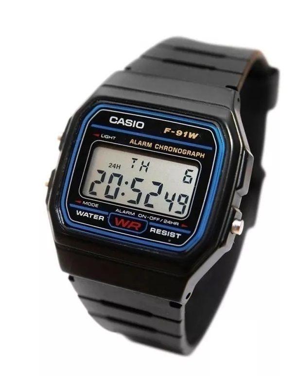 Reloj De Pulsera Casio Original Retro F-91-1DG Negro-1
