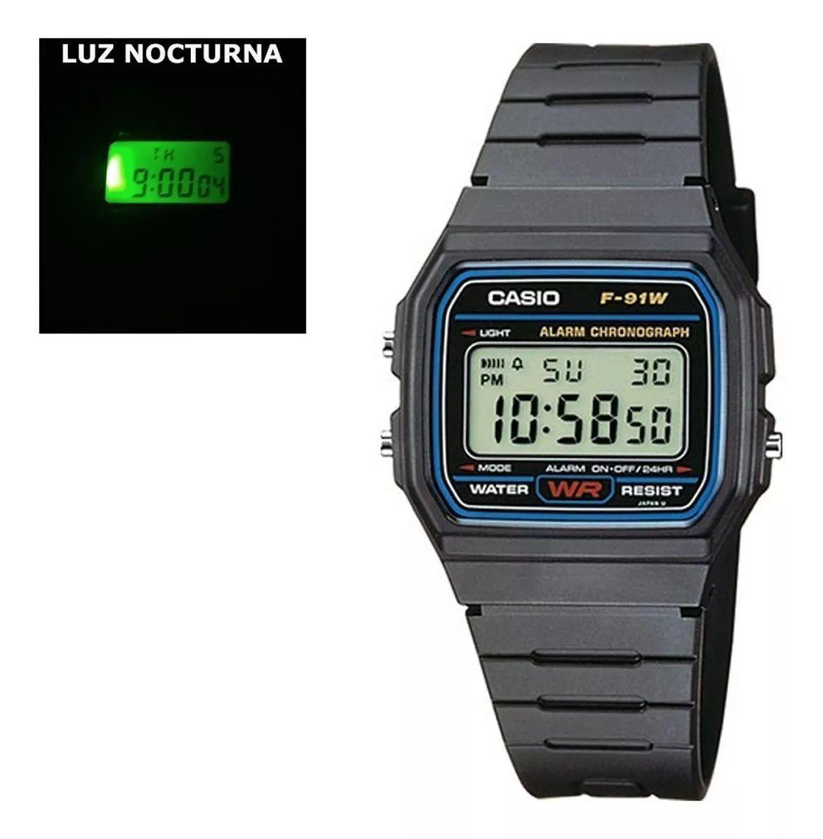 Reloj De Pulsera Casio Original Retro F-91-1DG Negro-2