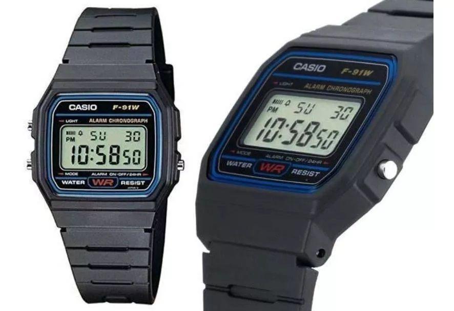 Reloj De Pulsera Casio Original Retro F-91-1DG Negro-3
